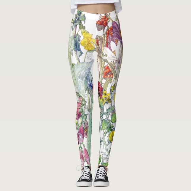 Botanischer Garten-Blumen ganz über Druck-Leggings Leggings (Vorderseite)
