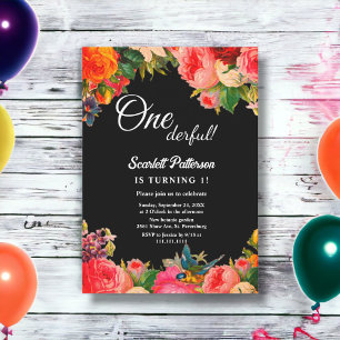 Botanischer Garten Boho Floral 1. Geburtstag Einladung