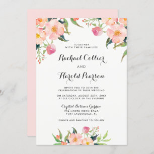 Botanischer Garten Hochzeit Wasserfarbe Blumen Einladung