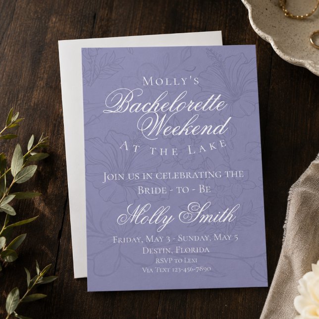 Botanischer Garten Lavendel Bachelorette Einladung (Floral Lilac Bachelorette Itinerary Invitation)