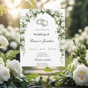 Botanischer Garten mit Ring Hochzeitseinladung Einladung