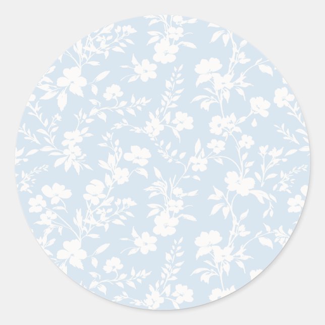 Botanischer Garten Neutral - Puderblau Runder Aufkleber (Vorderseite)