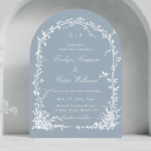 Botanischer Garten Romantische Hochzeit Dusty Blue Einladung