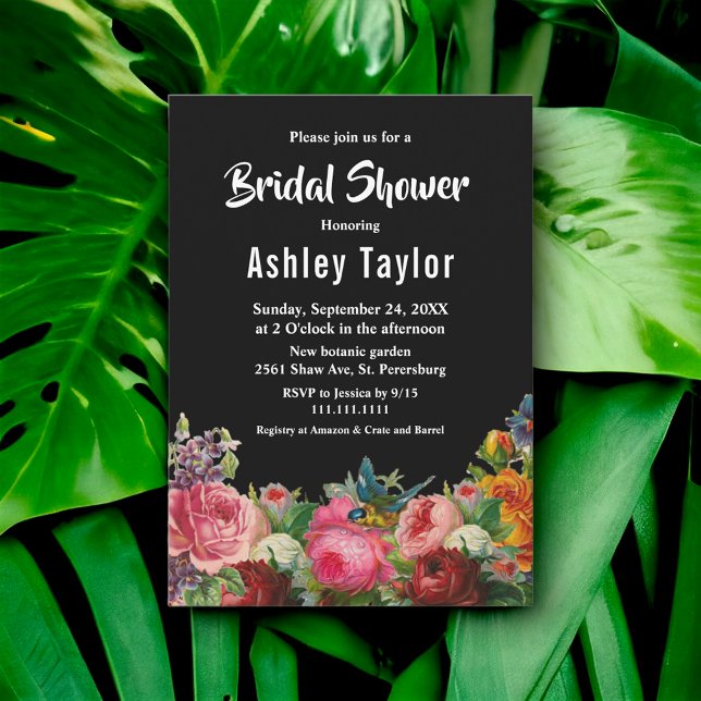 Botanischer Garten Rustikales Schwarzes Brautparty Einladung (Von Creator hochgeladen)