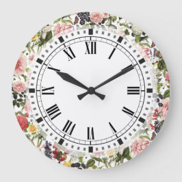 Botanischer Garten Sommerliche Blume Vintag Große Wanduhr