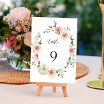 Botanischer Garten Watercolor Hochzeit Tischnummer<br><div class="desc">Diese Hochzeitsfeier-Tischnummer besticht durch einen Kranz mit blühenden,  rosafarbenen Rose,  Dahlien,  weißem Kürbis mit grünen Blätter. Klicken Sie auf die SCHALTFLÄCHE BLAUE DESIGN TOOL,  um eine erweiterte Anpassung dieses Designs zu erhalten. Matching-Elemente sind ebenfalls verfügbar.</div>