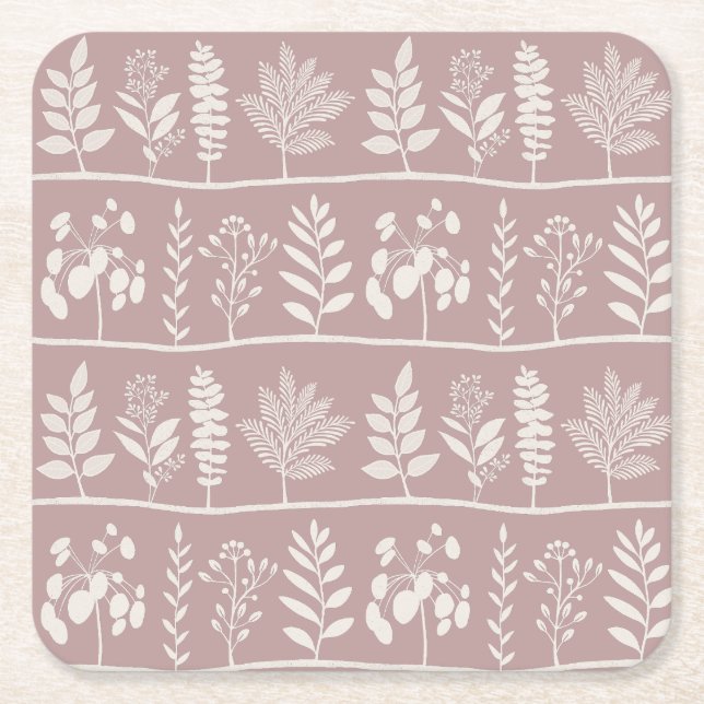 Botanischer Gentle Rhythm XL 1 Elfenbeinbeige Rechteckiger Pappuntersetzer (Vorderseite)