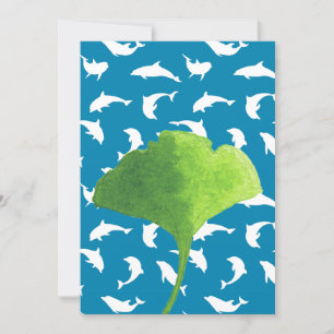 Botanischer Ginkgo-Leaf-Dolphin Feiertagskarte