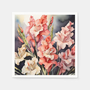 Botanischer Gladiolus in Wasserfarbe Serviette
