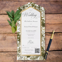 Botanischer Goldrahmen QR Code für rustikale Grünp