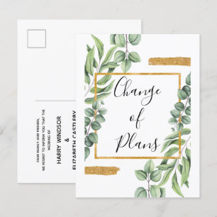 Botanischer Goldwechsel von Plänen Hochzeit versch Ankündigungspostkarte