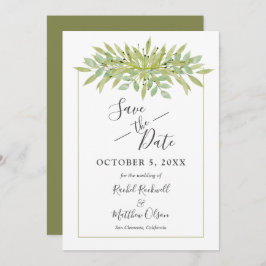 Botanischer grüner Foliage Hochzeit Sichern Sie di Save The Date
