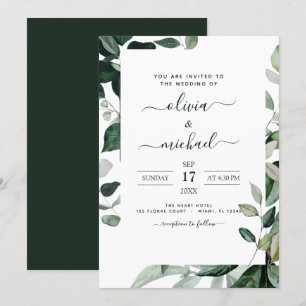 Botanischer Grünfolien-Hochzeitsszenario-Flyer Einladung