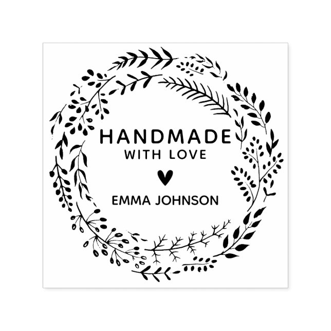 Botanischer Grünkranz handgefertigt mit Liebe Permastempel (Design)