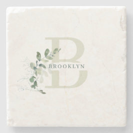Botanischer Grünstein-Untersetzer Monogram Steinuntersetzer
