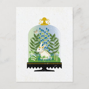 Botanischer Hase Kaninchen Glasglocke 3 Postkarte