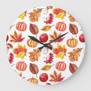 Botanischer Herbst Nahtlos: Blumenelegant. Große Wanduhr