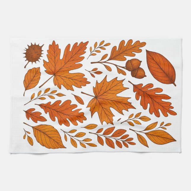 Botanischer Herbst - Vintage Herbstlaube Geschirrtuch (Horizontal)