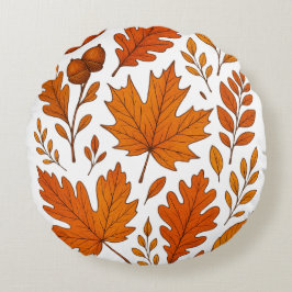 Botanischer Herbst - Vintage Herbstlaube Rundes Kissen