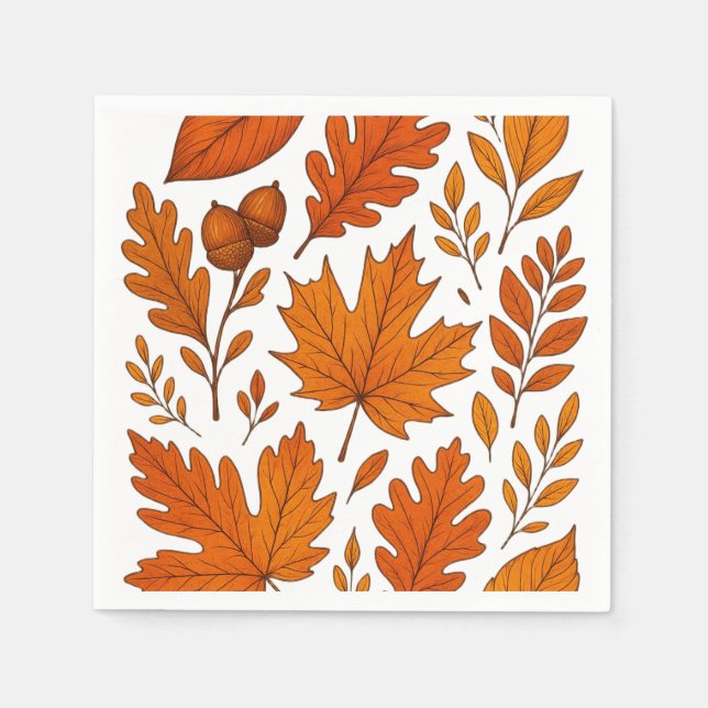 Botanischer Herbst - Vintage Herbstlaube Serviette (Vorderseite)