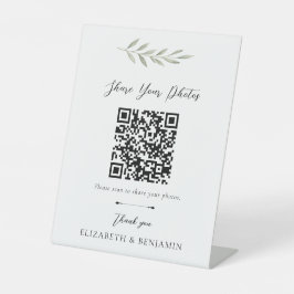 Botanischer Hochzeits-QR-Code - Teilen Sie Ihre Fo Sockelschild