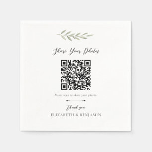 Botanischer Hochzeits-QR-Code Teilen Sie Ihre Foto Serviette