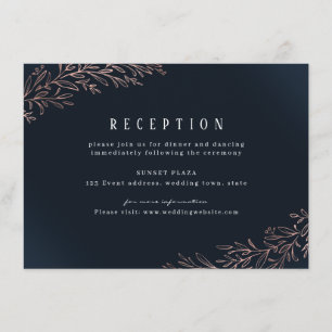 Botanischer Hochzeitsempfang mit vergoldeter Rose Begleitkarte