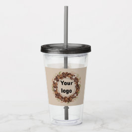 Botanischer Kaffebohnen-Kranz mit individuellem Lo Acryltrinkbecher