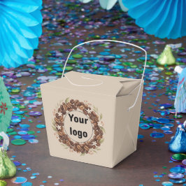Botanischer Kaffebohnen-Kranz mit individuellem Lo Geschenkschachtel