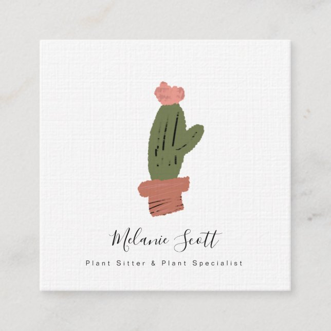Botanischer Kaktus-Spezialist für Pflanze des Haus Quadratische Visitenkarte (Vorderseite)