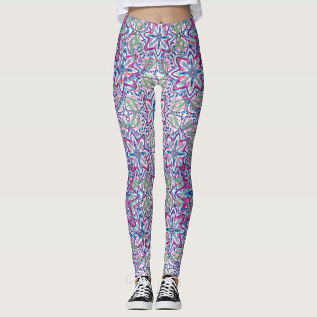 Botanischer Kaleido-Blüten Leggings (Vorderseite)
