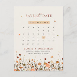Botanischer Kalender der Fall-Wildblume Save the D Postkarte