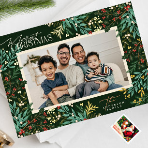 Botanischer Klassiker Eleganz Weihnachten Ein Foto Folien Feiertagskarte