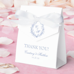 Botanischer Kranich Dusty Blue Monogram Vielen Dan Geschenkschachtel