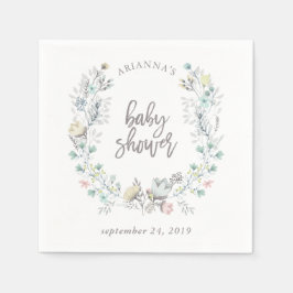 Botanischer Kranz der Wasserfarbe | Babyparty Serviette