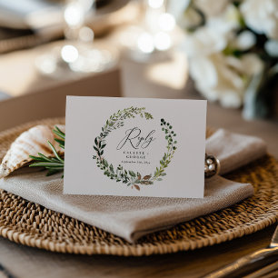 Botanischer Kranz elegante Hochzeitsantwort RSVP-K Mitteilungskarte