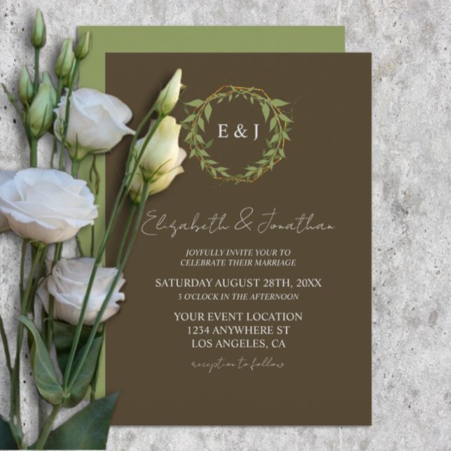 Botanischer Kranz Erdtöne Hochzeit Einladung (Von Creator hochgeladen)