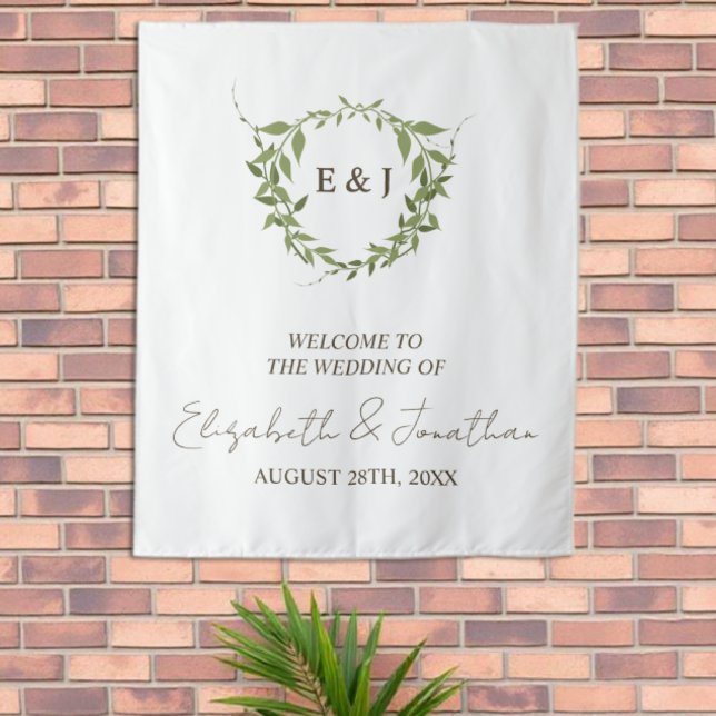Botanischer Kranz Erdtöne Hochzeit Wandteppich (Von Creator hochgeladen)
