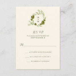 Botanischer Kranz mit Blätter und Artichokes-UAWG RSVP Karte