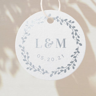 Botanischer Kranz Monogramm Hochzeit Geschenkanhänger