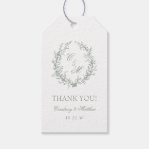 Botanischer Kranz von Sage Green Monogram Vielen D Geschenkanhänger