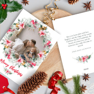 Botanischer Kranz Wasserfarbe Schneeflocke Weihnac Feiertagskarte