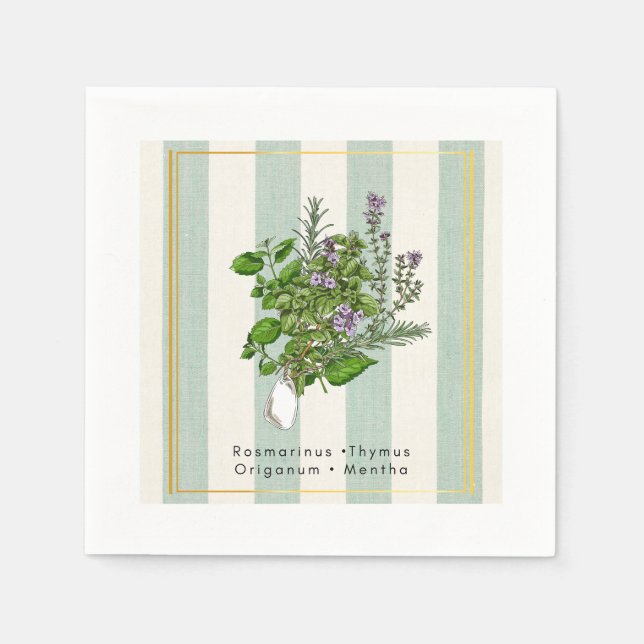 Botanischer Kräutergarten-Mix - Salbei Küchenkunst Serviette (Vorderseite)