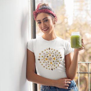 Botanischer Kreis Blumen Aus Originalkunstwerk T-Shirt