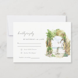 Botanischer Küstenstrand Seascape Hochzeit RSVP Karte
