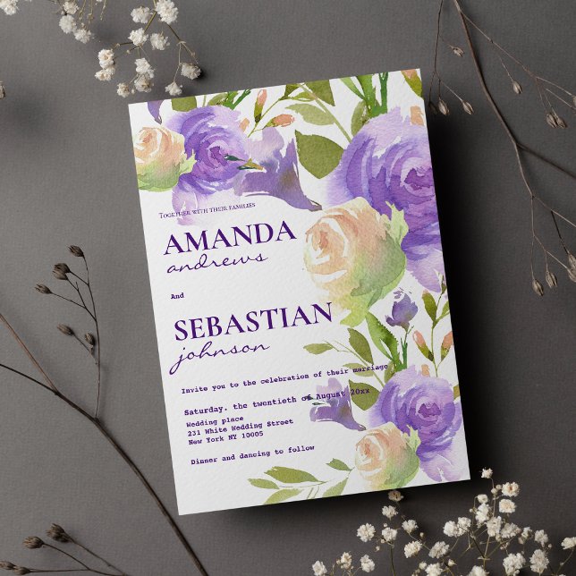 Botanischer Lavendel Pink Minze Grüne Blumenhochze Einladung (Botanical lavender pink mint green floral wedding)