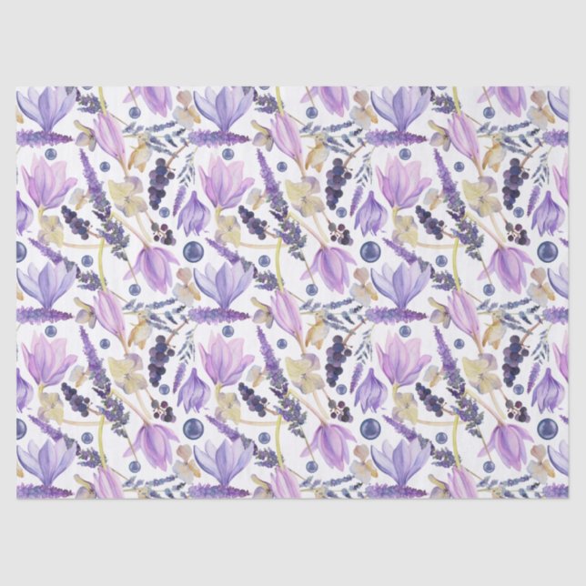 Botanischer Lavendel Wildblume Boho Seidenpapier (Vorderseite)