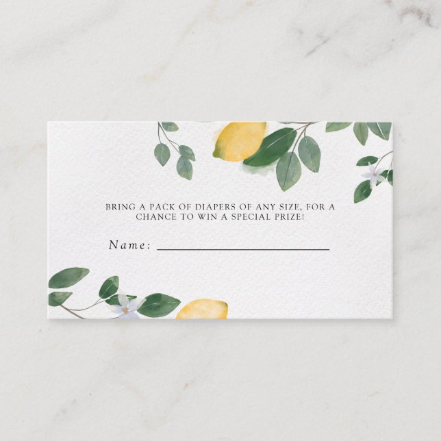 Botanischer Lemon-Babydusche-Windeln-Windeln Begleitkarte (Vorderseite)
