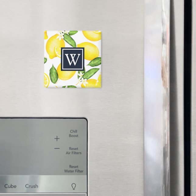 Botanischer Lemon Monogram Magnet (In Situ (Kühlschrank))