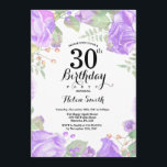 Botanischer Lila Blumenkohl 30. Geburtstag Einladu Einladung<br><div class="desc">Botanische Lila Flora 30. Geburtstag Einladung. Blumenrosa-Erbsen Geburtstag Einladung für Frauen. Aquarell Floral Blume. Elegante Blume aus Rosa und Peony. Erwachsener Geburtstag. Weißer HintergrundSchwarz und Weiß. 13. 15. 16. 18. 20. 21. 30. 40. 50. 60. 70. 80. 90. 100. jedes Alter.Für weitere Anpassungen klicken Sie bitte auf die Schaltfläche "Anpassen"...</div>